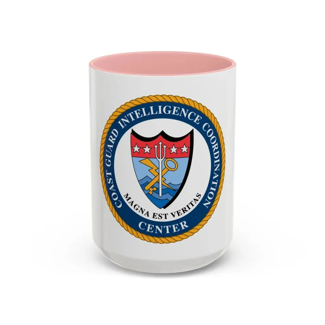 USCG Intelligence Coordination Ctr (U.S. Coast Guard) Accent Coffee Mug 15oz Pink - Go Mug Yourself
