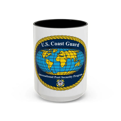 USCG International Port Security Program (U.S. Coast Guard) Accent Coffee Mug 15oz Black - Go Mug Yourself