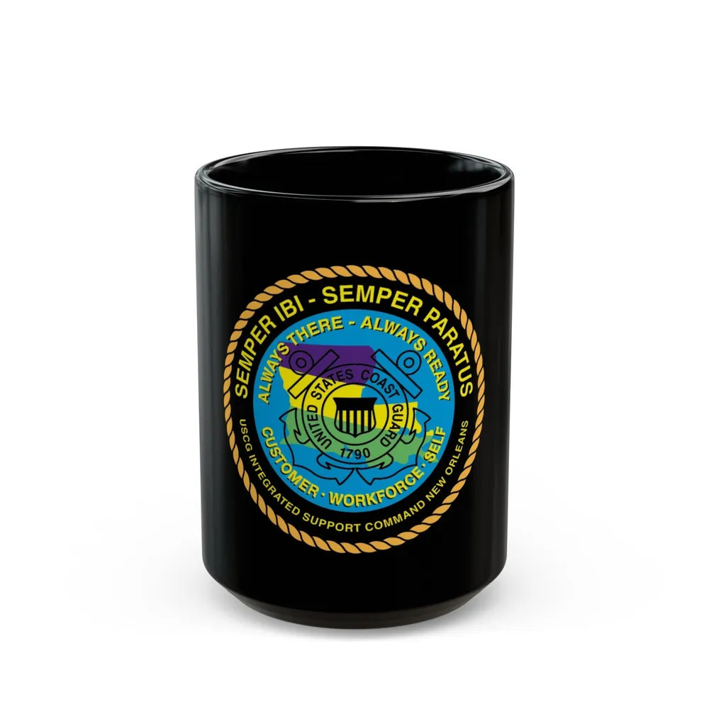 USCG ISC New Orleans (U.S. Coast Guard) Black Coffee Mug-15oz-Go Mug Yourself