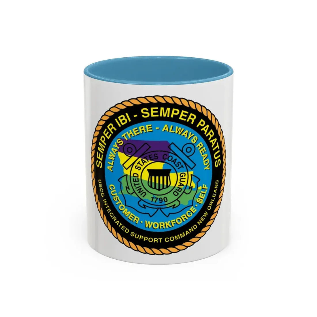 USCG ISC New Orleans (U.S. Coast Guard) Accent Coffee Mug 11oz Light Blue - Go Mug Yourself