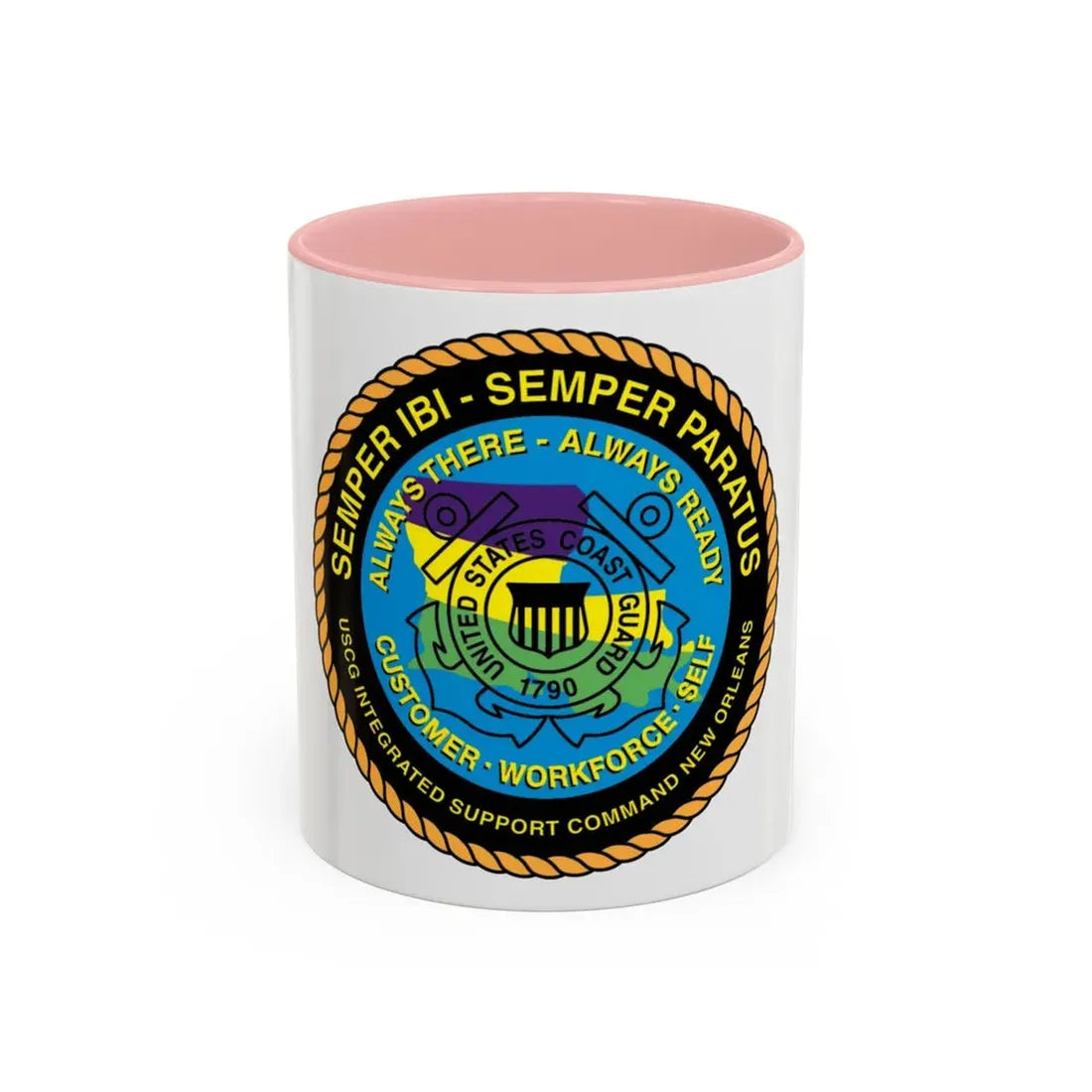 USCG ISC New Orleans (U.S. Coast Guard) Accent Coffee Mug 11oz Pink - Go Mug Yourself