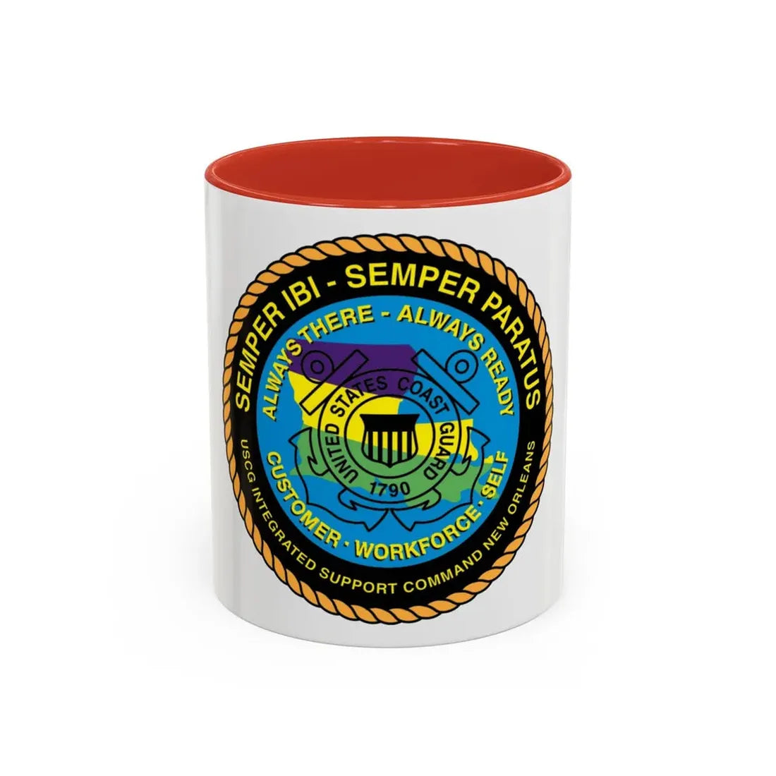 USCG ISC New Orleans (U.S. Coast Guard) Accent Coffee Mug 11oz Red - Go Mug Yourself