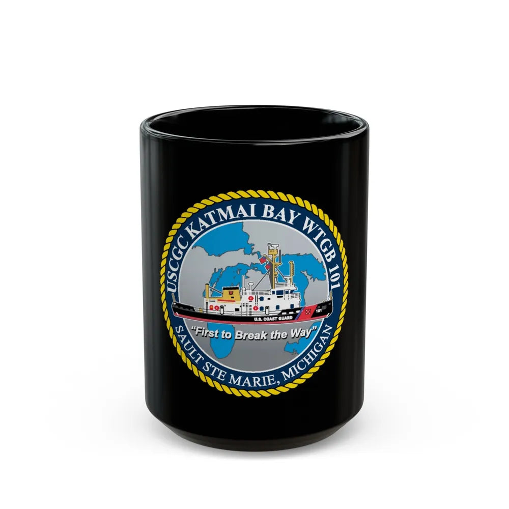 USCG Katmai Bay WTGB 101 (U.S. Coast Guard) Black Coffee Mug-15oz-Go Mug Yourself