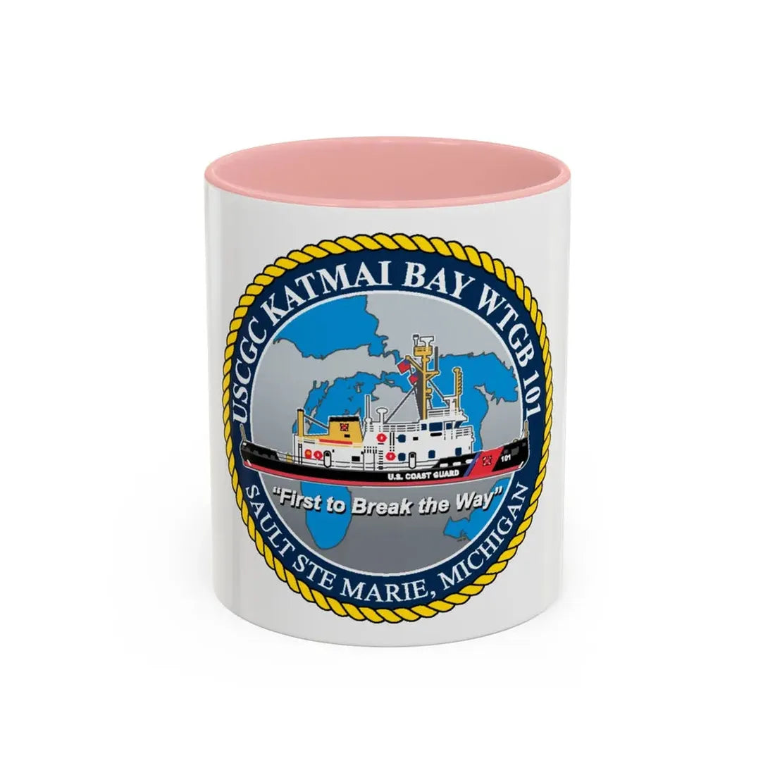 USCG Katmai Bay WTGB 101 (U.S. Coast Guard) Accent Coffee Mug 11oz Pink - Go Mug Yourself
