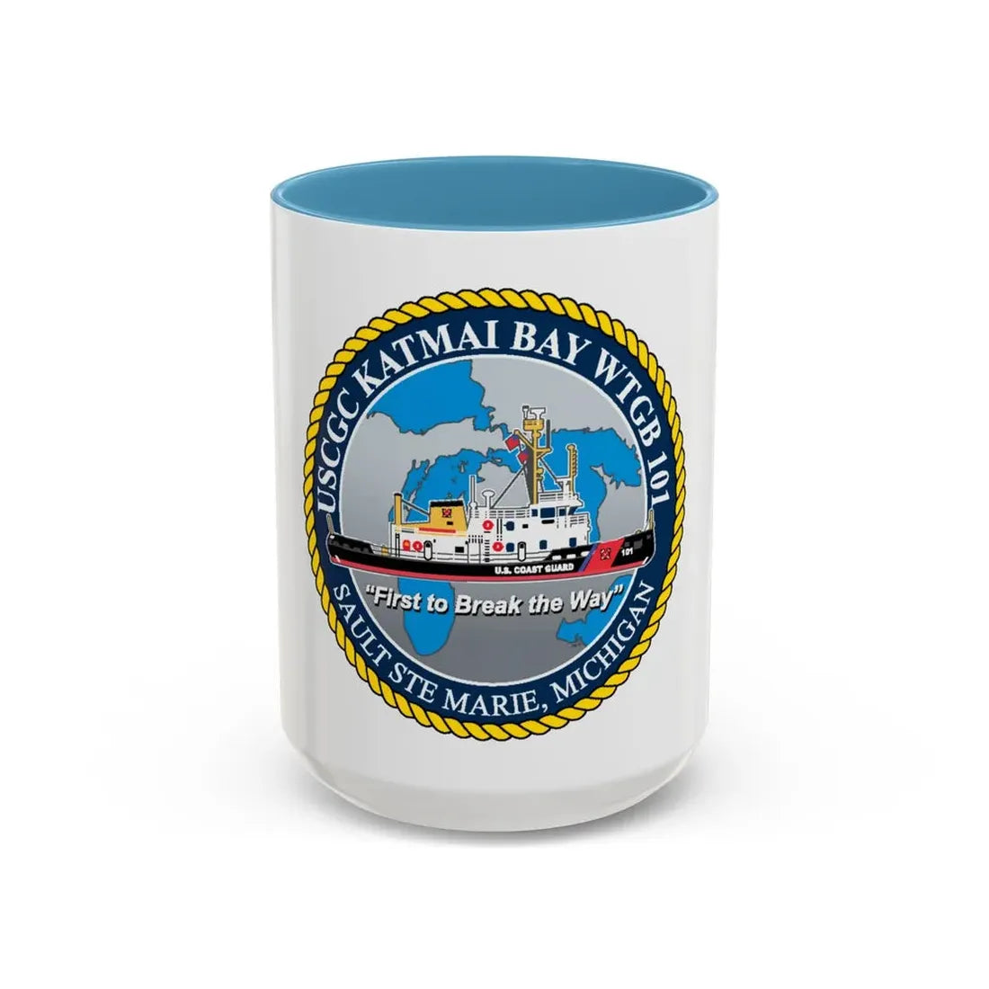 USCG Katmai Bay WTGB 101 (U.S. Coast Guard) Accent Coffee Mug 15oz Light Blue - Go Mug Yourself