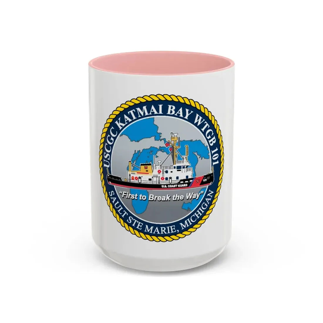 USCG Katmai Bay WTGB 101 (U.S. Coast Guard) Accent Coffee Mug 15oz Pink - Go Mug Yourself