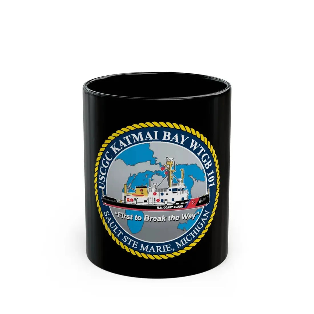USCG Katmai Bay WTGB 101 (U.S. Coast Guard) Black Coffee Mug 11oz - Go Mug Yourself