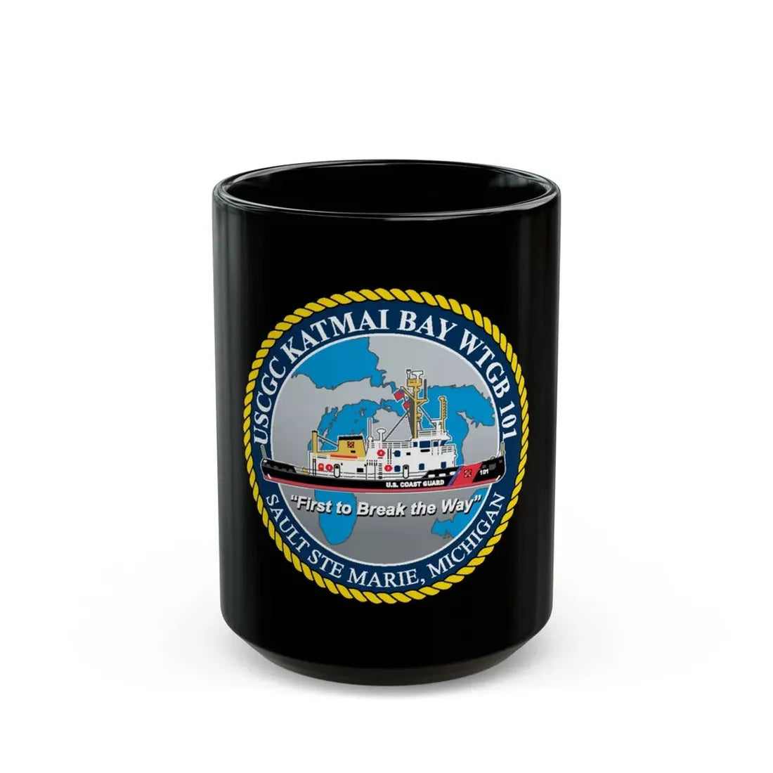 USCG Katmai Bay WTGB 101 (U.S. Coast Guard) Black Coffee Mug 15oz - Go Mug Yourself