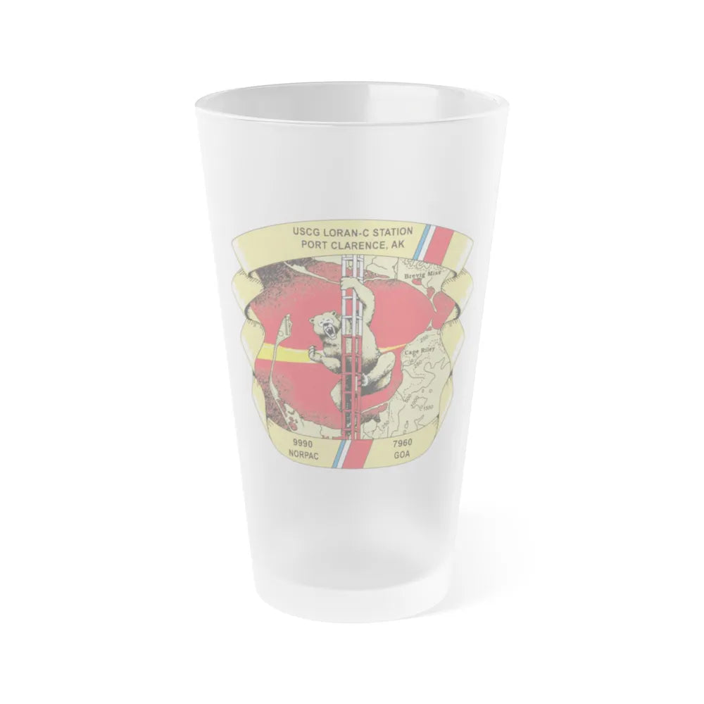 USCG Loran C Station Port Clarence AK (U.S. Coast Guard) Frosted Pint Glass 16oz-Go Mug Yourself