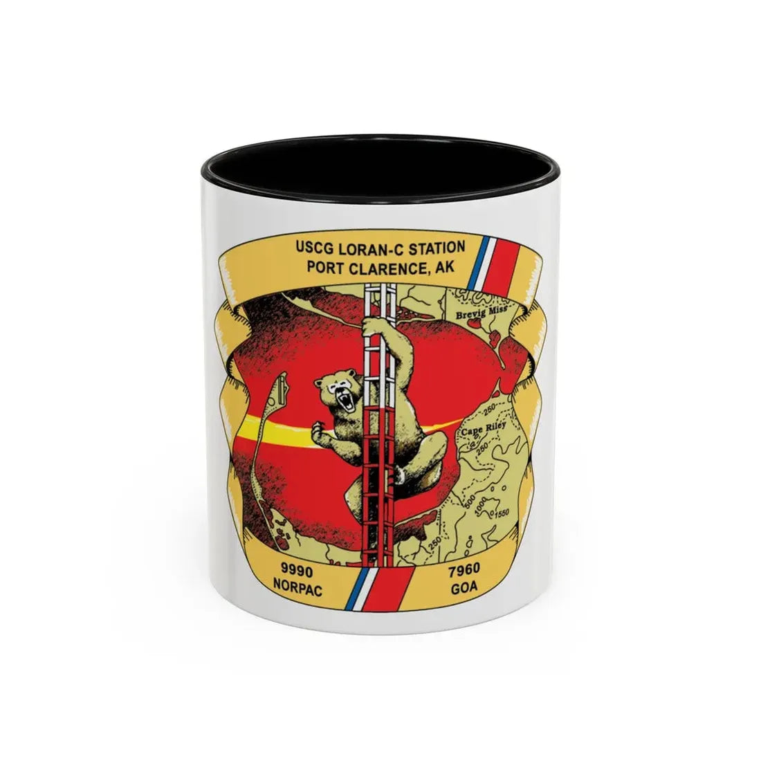 USCG Loran C  Station Port Clarence AK (U.S. Coast Guard) Accent Coffee Mug 11oz Black - Go Mug Yourself