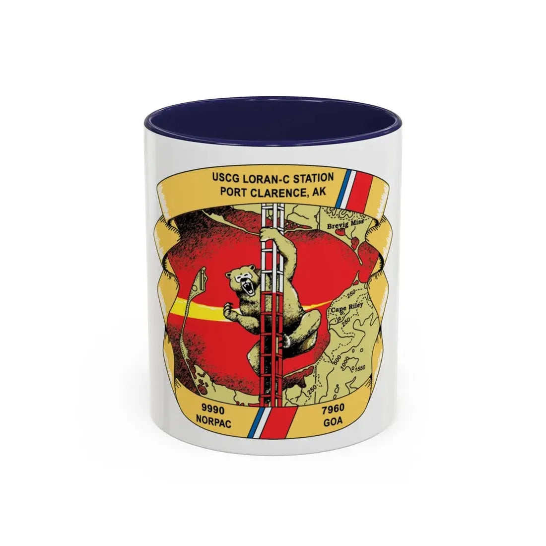 USCG Loran C  Station Port Clarence AK (U.S. Coast Guard) Accent Coffee Mug 11oz Navy - Go Mug Yourself