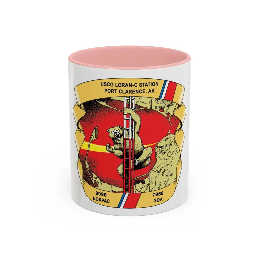USCG Loran C  Station Port Clarence AK (U.S. Coast Guard) Accent Coffee Mug 11oz Pink - Go Mug Yourself