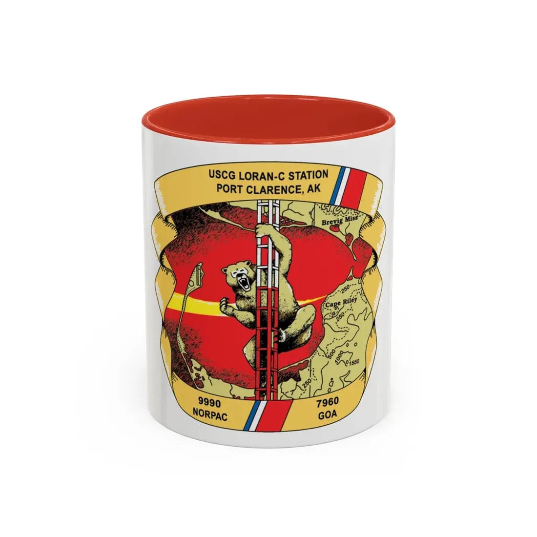 USCG Loran C  Station Port Clarence AK (U.S. Coast Guard) Accent Coffee Mug 11oz Red - Go Mug Yourself