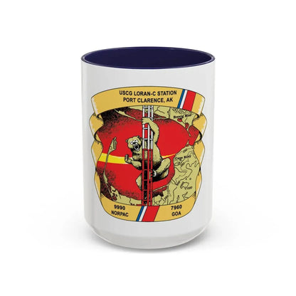 USCG Loran C  Station Port Clarence AK (U.S. Coast Guard) Accent Coffee Mug 15oz Navy - Go Mug Yourself