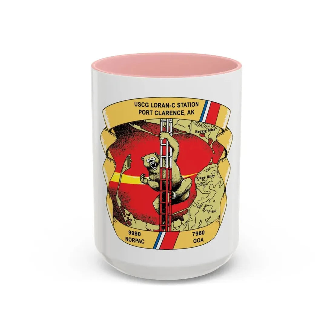 USCG Loran C  Station Port Clarence AK (U.S. Coast Guard) Accent Coffee Mug 15oz Pink - Go Mug Yourself