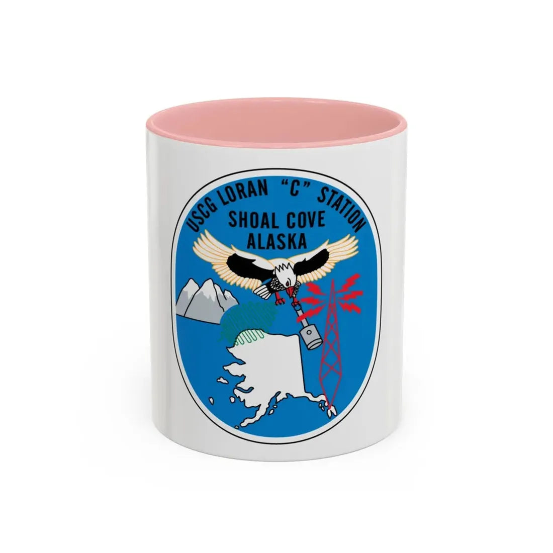 USCG Loran C Station Shoal Cove Alaska (U.S. Coast Guard) Accent Coffee Mug 11oz Pink - Go Mug Yourself