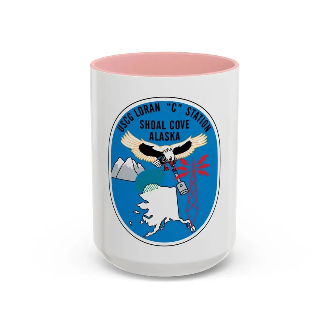 USCG Loran C Station Shoal Cove Alaska (U.S. Coast Guard) Accent Coffee Mug 15oz Pink - Go Mug Yourself