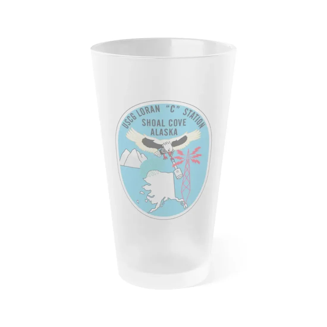 USCG Loran C Station Shoal Cove Alaska (U.S. Coast Guard) Frosted Pint Glass 16oz Default Title - Go Mug Yourself