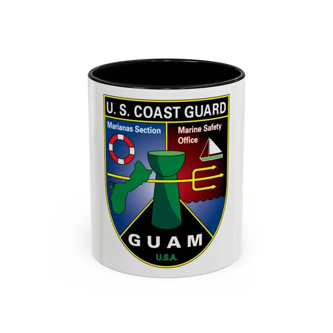 USCG Marianas Sect MSO Guam (U.S. Coast Guard) Accent Coffee Mug 11oz Black - Go Mug Yourself