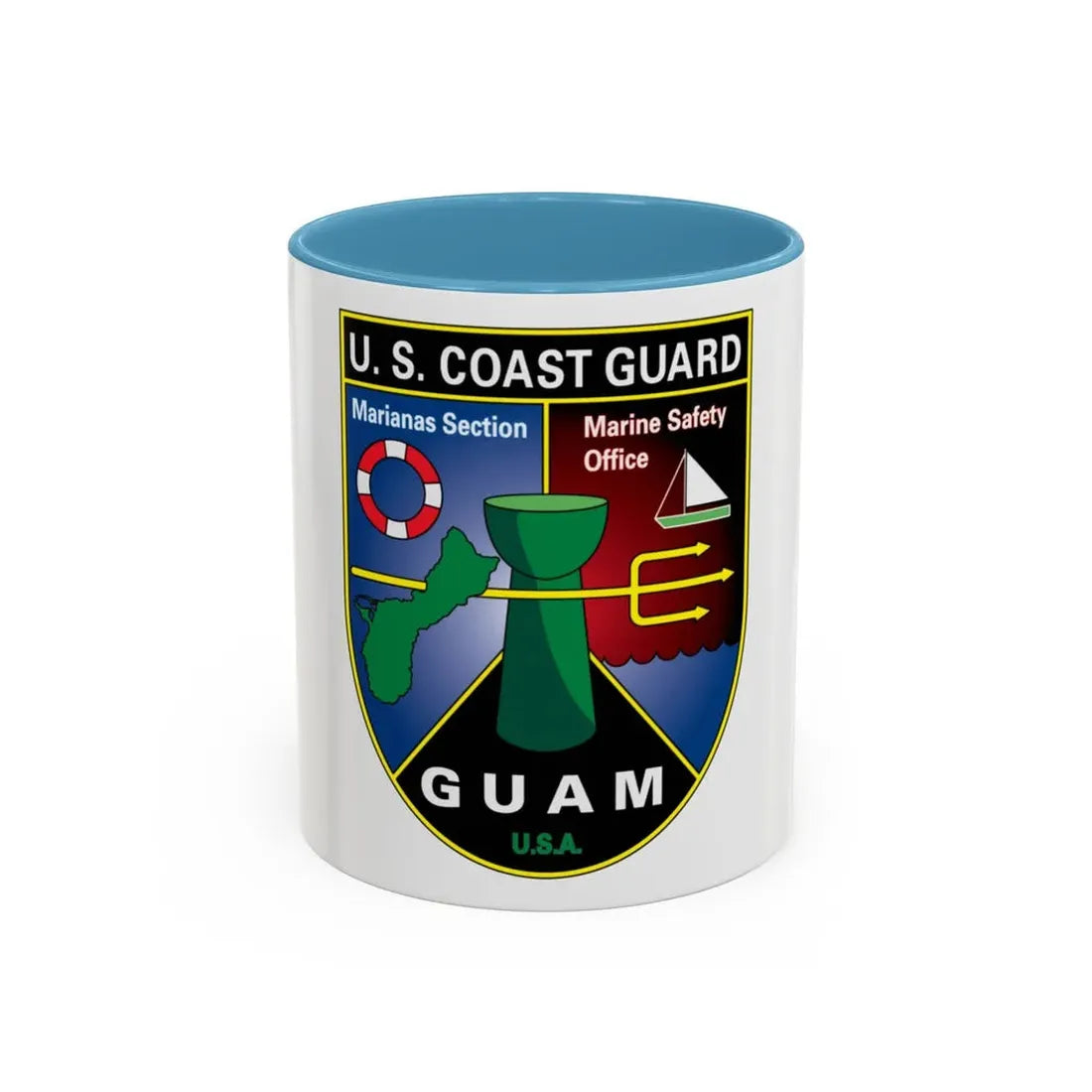 USCG Marianas Sect MSO Guam (U.S. Coast Guard) Accent Coffee Mug 11oz Light Blue - Go Mug Yourself