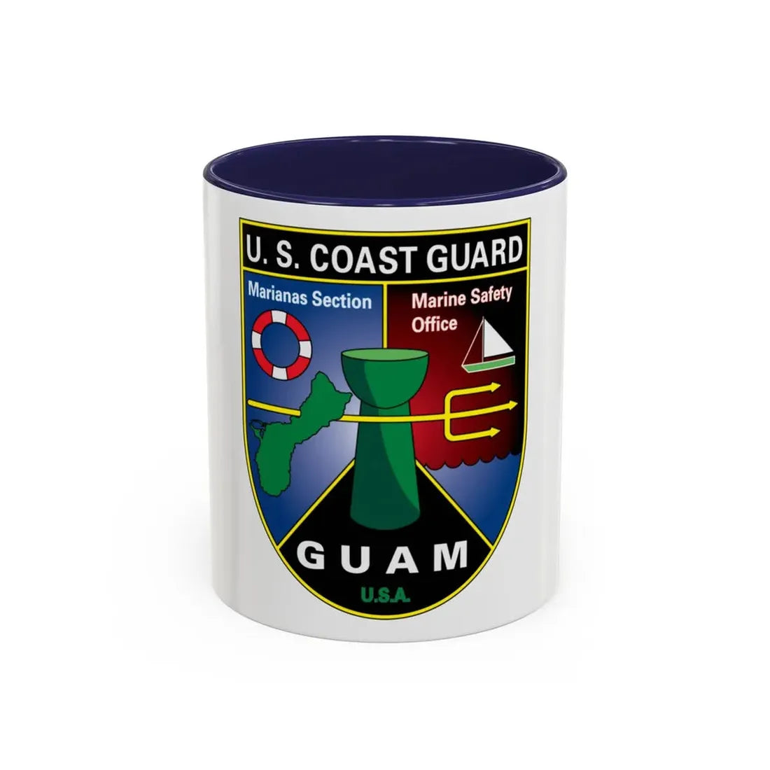 USCG Marianas Sect MSO Guam (U.S. Coast Guard) Accent Coffee Mug 11oz Navy - Go Mug Yourself