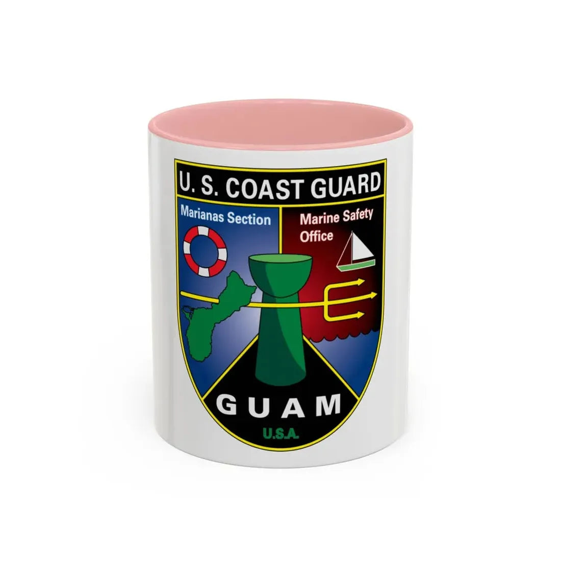 USCG Marianas Sect MSO Guam (U.S. Coast Guard) Accent Coffee Mug 11oz Pink - Go Mug Yourself