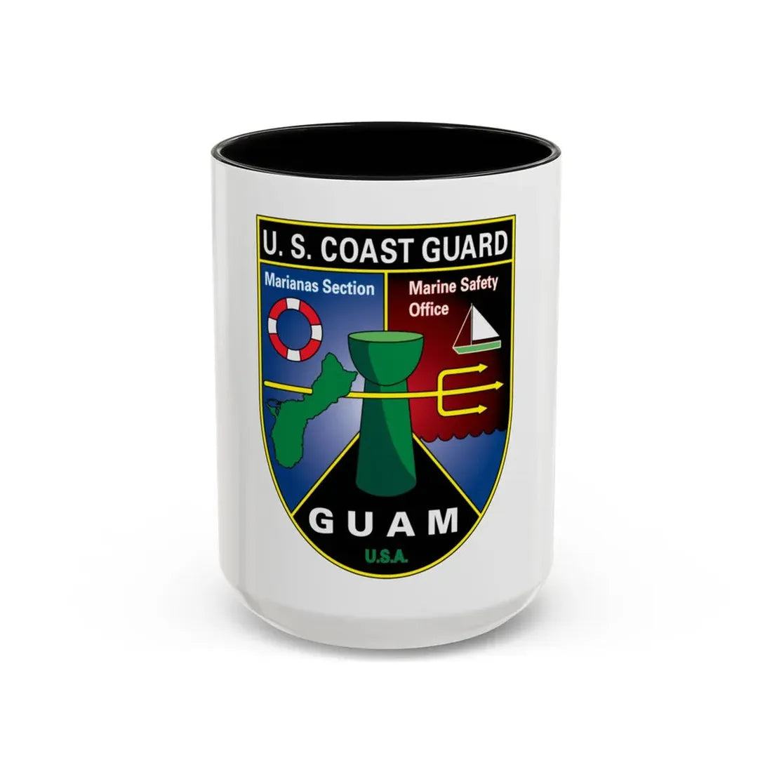 USCG Marianas Sect MSO Guam (U.S. Coast Guard) Accent Coffee Mug 15oz Black - Go Mug Yourself