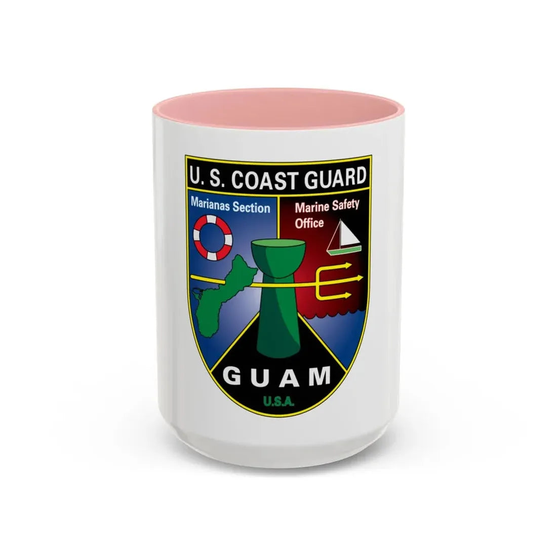 USCG Marianas Sect MSO Guam (U.S. Coast Guard) Accent Coffee Mug 15oz Pink - Go Mug Yourself