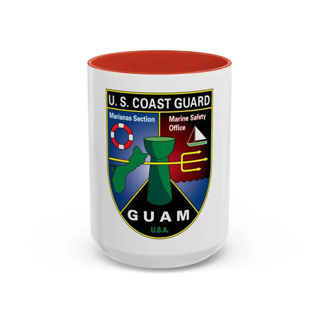 USCG Marianas Sect MSO Guam (U.S. Coast Guard) Accent Coffee Mug 15oz Red - Go Mug Yourself