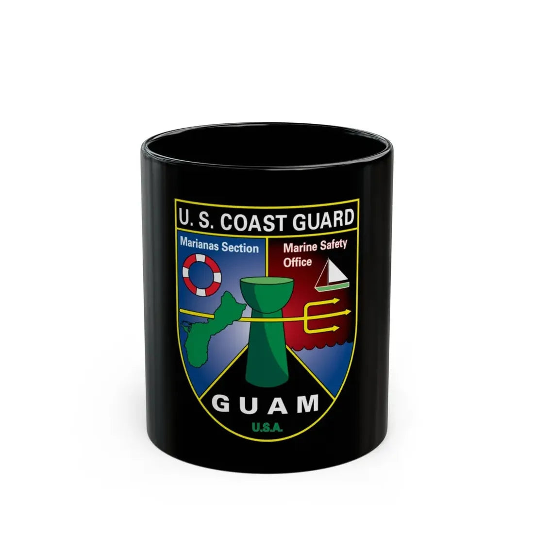 USCG Marianas Sect MSO Guam (U.S. Coast Guard) Black Coffee Mug 11oz - Go Mug Yourself