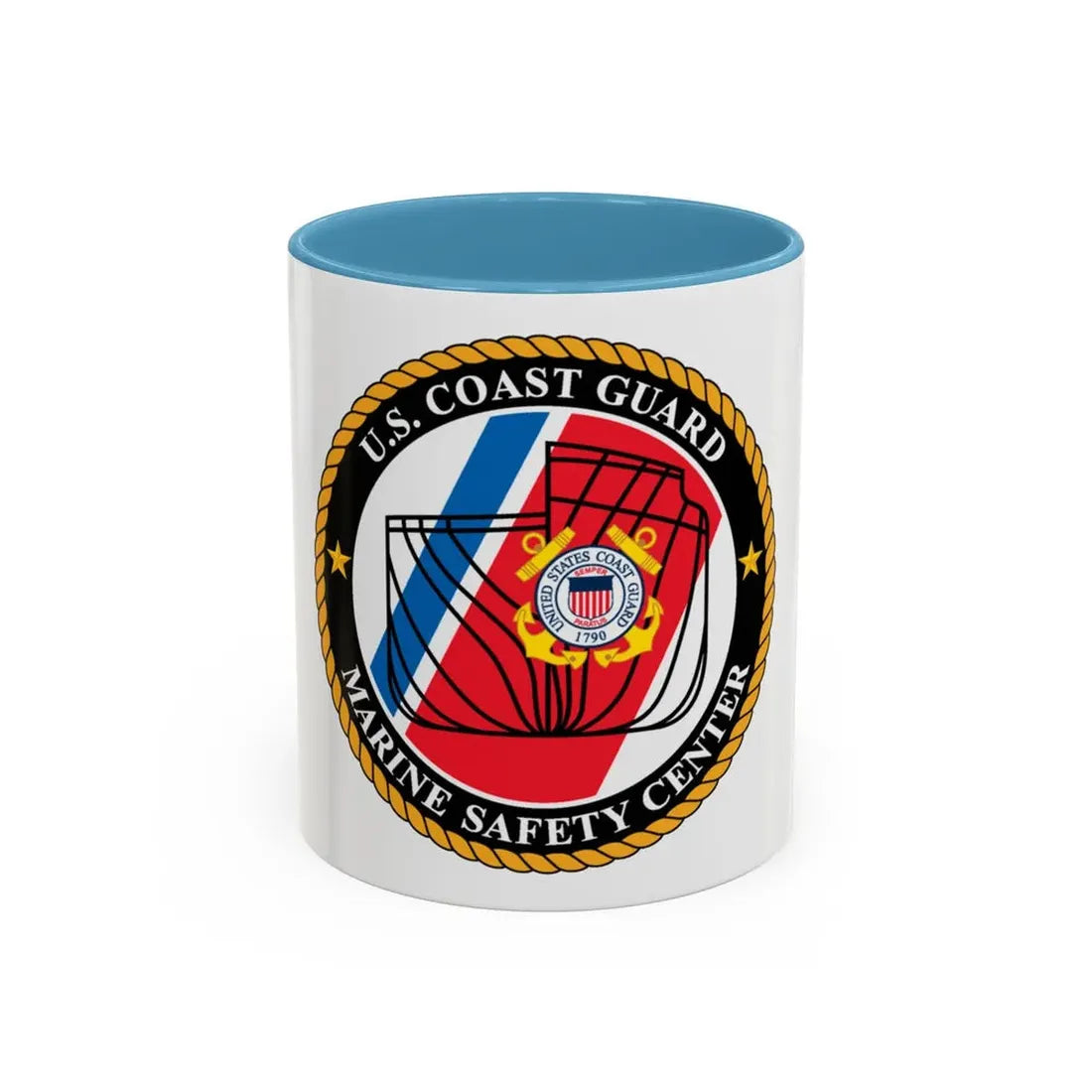 USCG MARINE SAFETY CENTER (U.S. Coast Guard) Accent Coffee Mug 11oz Light Blue - Go Mug Yourself