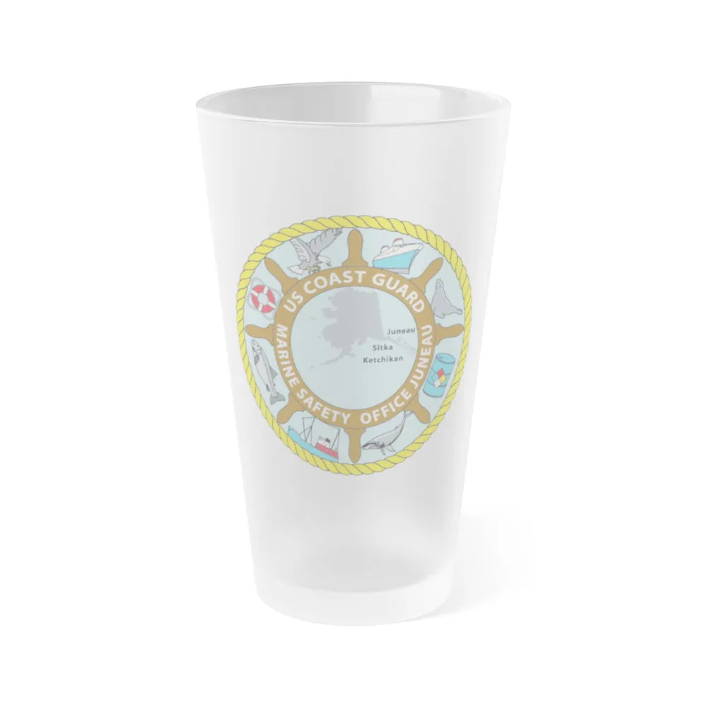 USCG Marine Safety Office Juneau (U.S. Coast Guard) Frosted Pint Glass 16oz-Go Mug Yourself