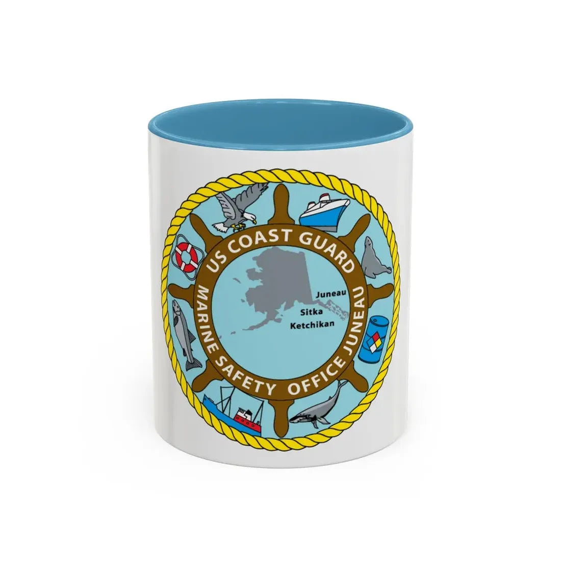 USCG Marine Safety Office Juneau (U.S. Coast Guard) Accent Coffee Mug 11oz Light Blue - Go Mug Yourself