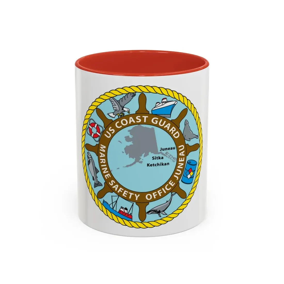 USCG Marine Safety Office Juneau (U.S. Coast Guard) Accent Coffee Mug 11oz Red - Go Mug Yourself