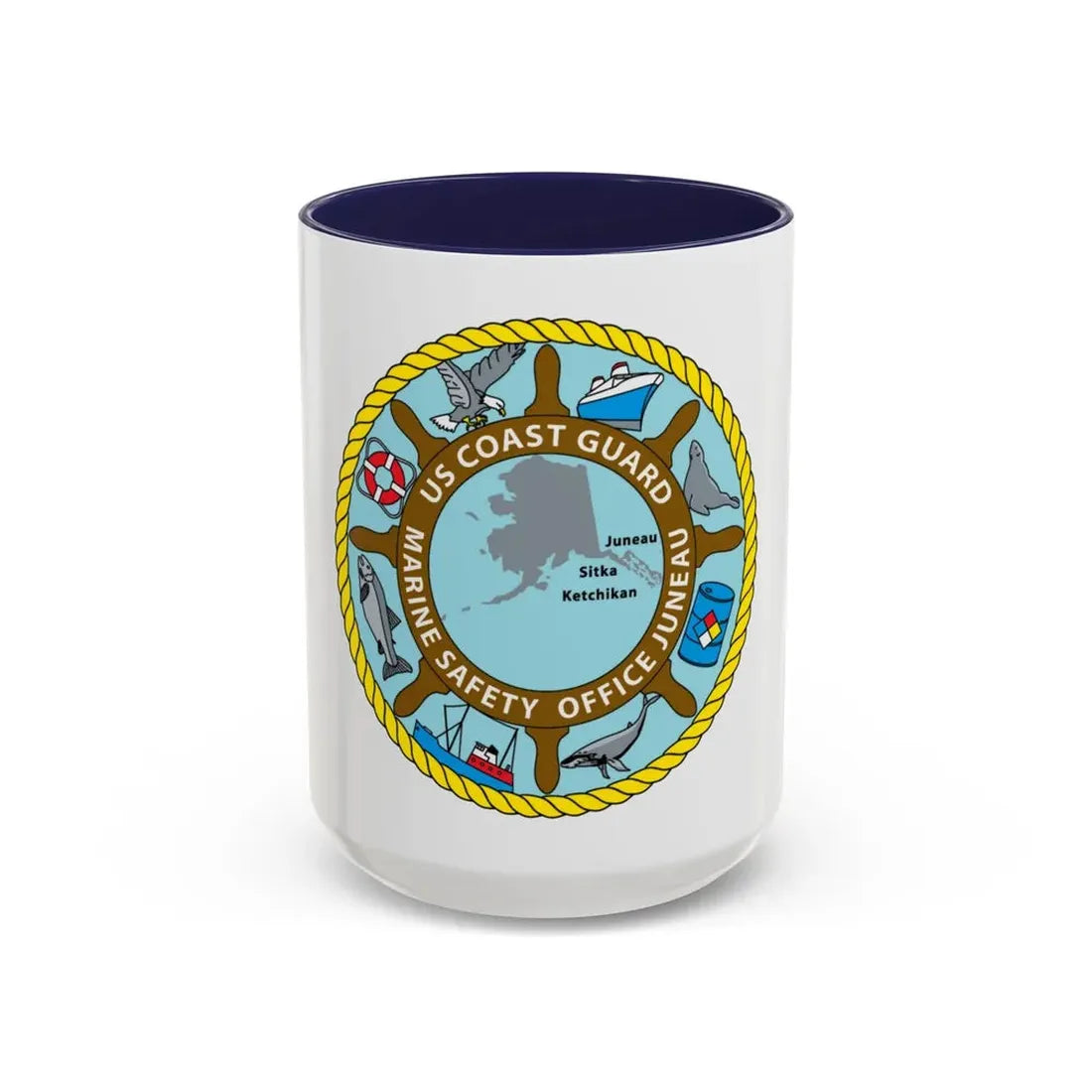 USCG Marine Safety Office Juneau (U.S. Coast Guard) Accent Coffee Mug 15oz Navy - Go Mug Yourself