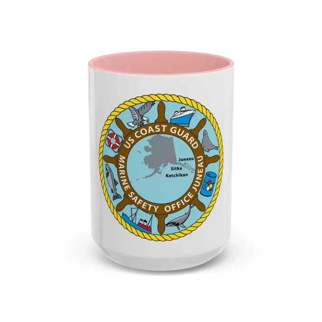 USCG Marine Safety Office Juneau (U.S. Coast Guard) Accent Coffee Mug 15oz Pink - Go Mug Yourself