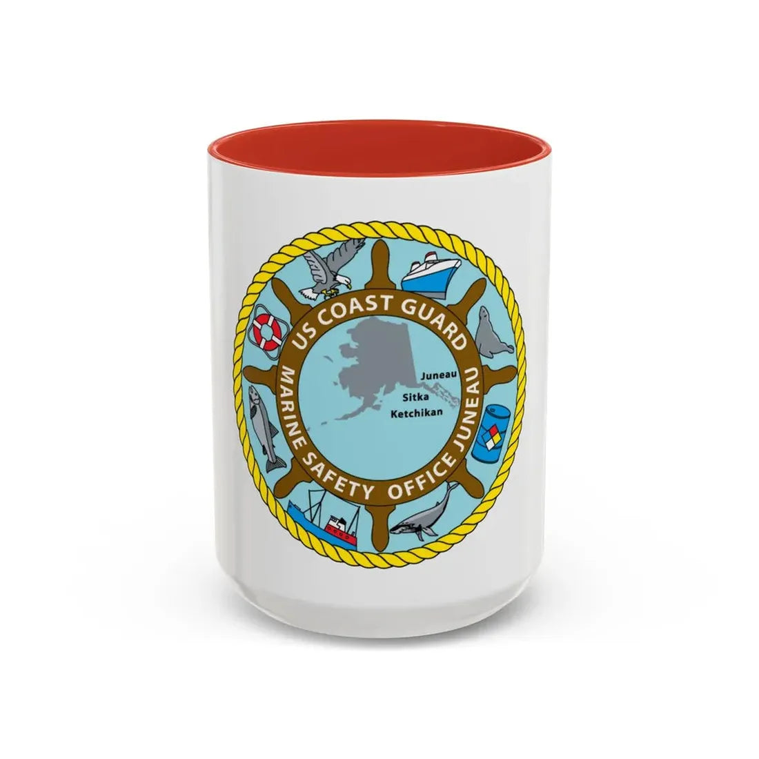 USCG Marine Safety Office Juneau (U.S. Coast Guard) Accent Coffee Mug 15oz Red - Go Mug Yourself