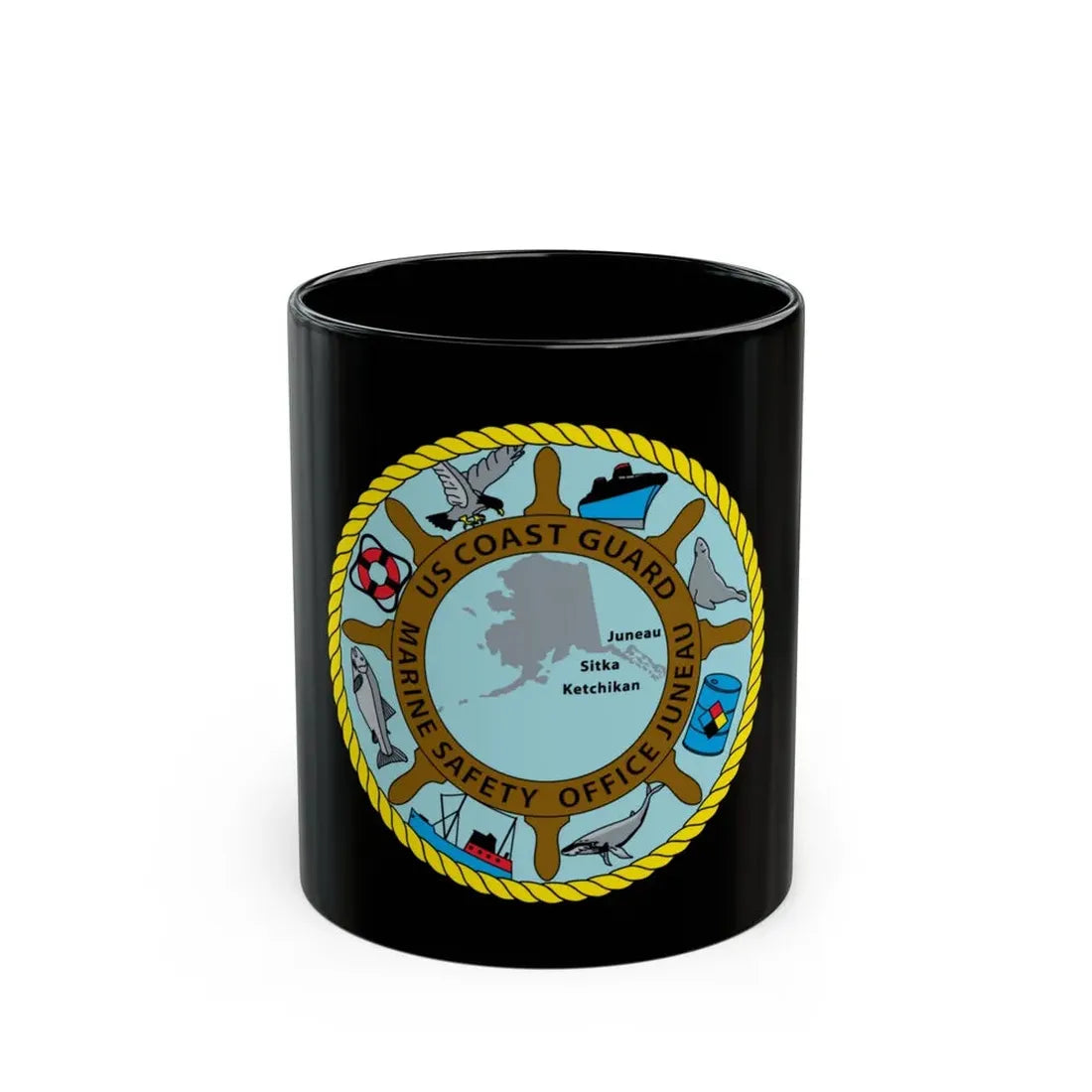 USCG Marine Safety Office Juneau (U.S. Coast Guard) Black Coffee Mug 11oz - Go Mug Yourself