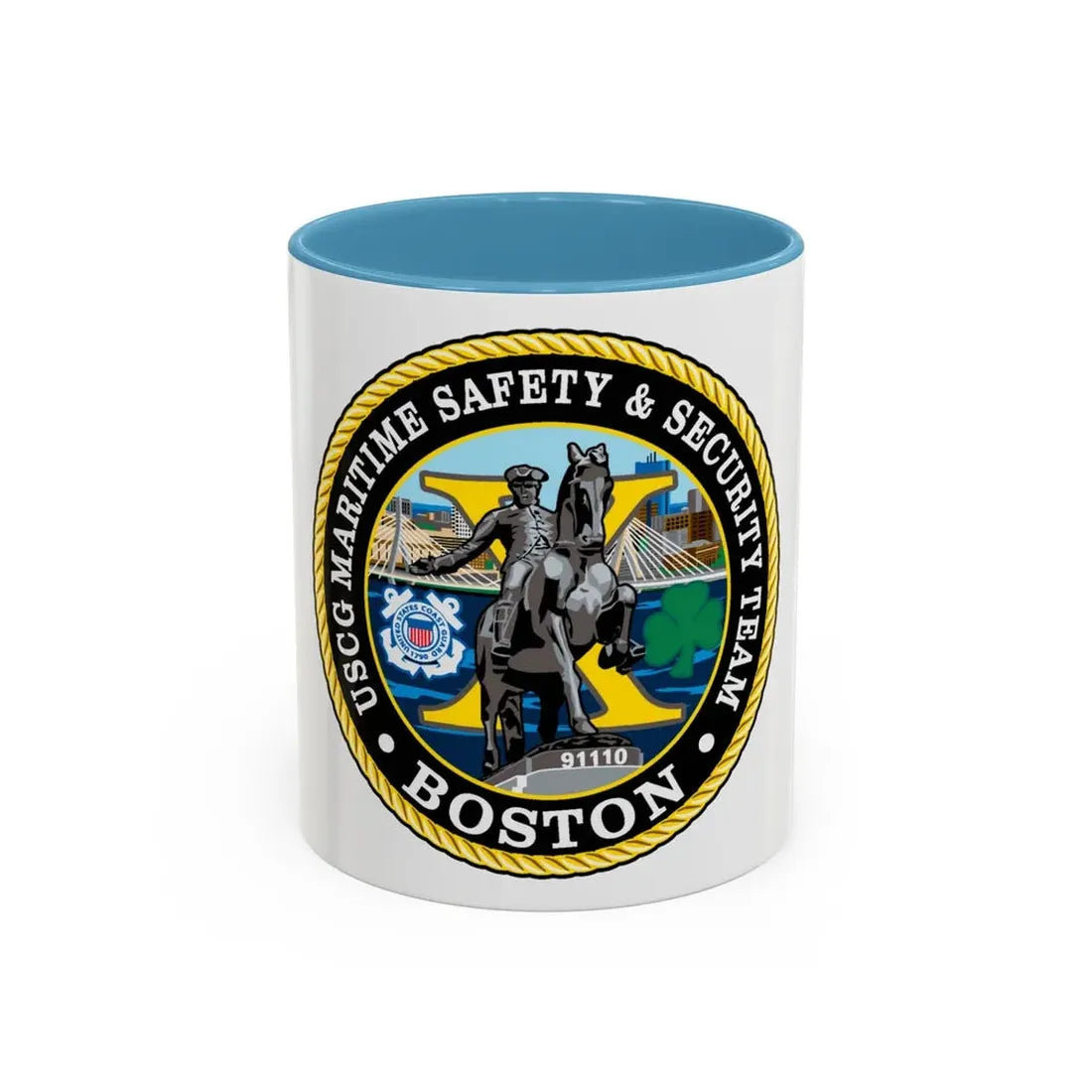 USCG Maritime Safety & Sec Team MSST Boston (U.S. Coast Guard) Accent Coffee Mug 11oz Light Blue - Go Mug Yourself