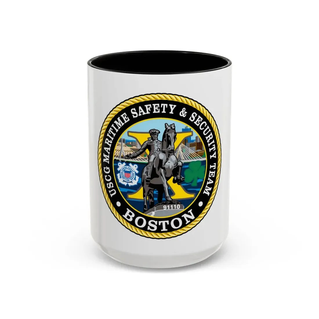 USCG Maritime Safety & Sec Team MSST Boston (U.S. Coast Guard) Accent Coffee Mug 15oz Black - Go Mug Yourself