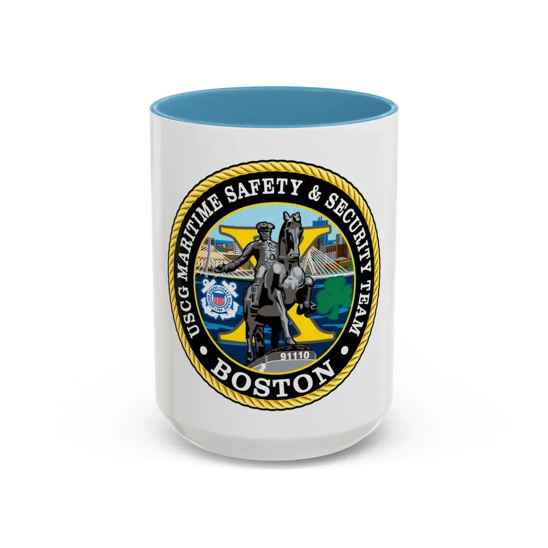 USCG Maritime Safety & Sec Team MSST Boston (U.S. Coast Guard) Accent Coffee Mug 15oz Light Blue - Go Mug Yourself
