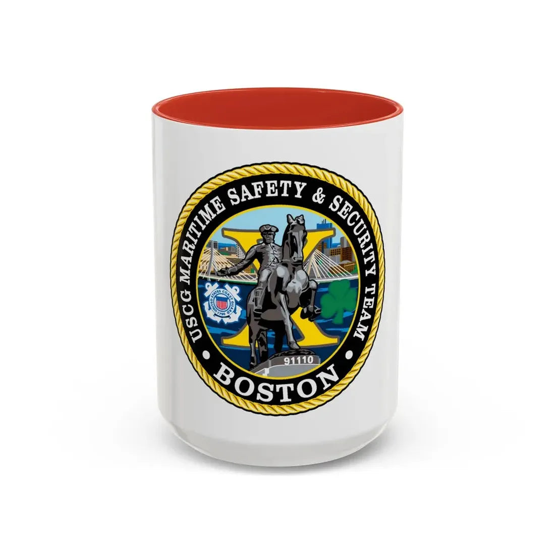 USCG Maritime Safety & Sec Team MSST Boston (U.S. Coast Guard) Accent Coffee Mug 15oz Red - Go Mug Yourself