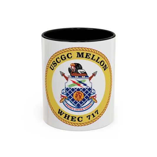 USCG Mellon WHEC 717 Gold Anniversary (U.S. Coast Guard) Accent Coffee Mug 11oz Black - Go Mug Yourself