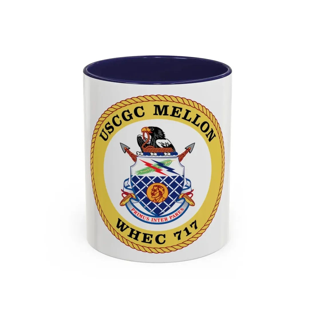 USCG Mellon WHEC 717 Gold Anniversary (U.S. Coast Guard) Accent Coffee Mug 11oz Navy - Go Mug Yourself