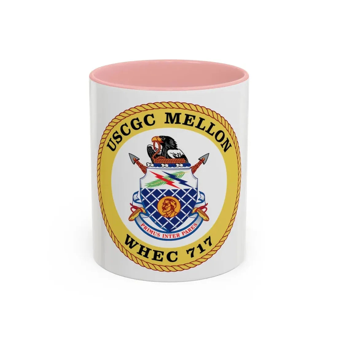 USCG Mellon WHEC 717 Gold Anniversary (U.S. Coast Guard) Accent Coffee Mug 11oz Pink - Go Mug Yourself