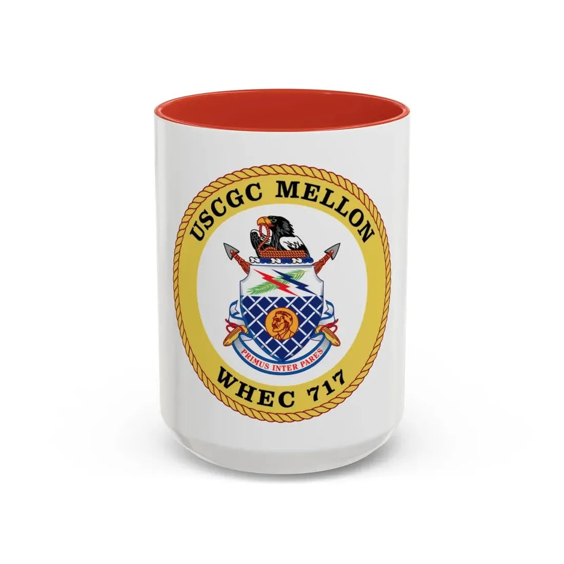 USCG Mellon WHEC 717 Gold Anniversary (U.S. Coast Guard) Accent Coffee Mug 15oz Red - Go Mug Yourself