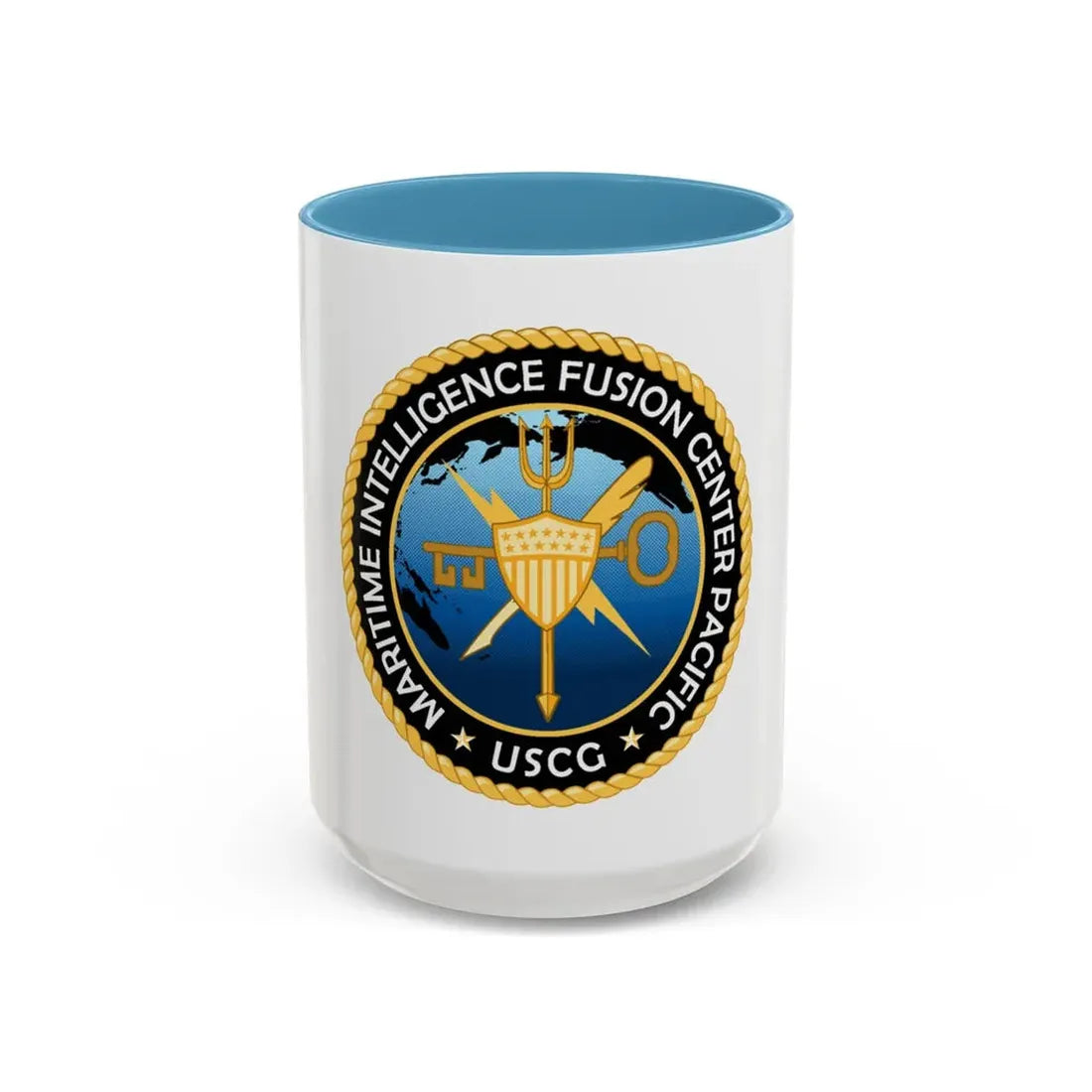 USCG MIFC PAC (U.S. Coast Guard) Accent Coffee Mug 15oz Light Blue - Go Mug Yourself