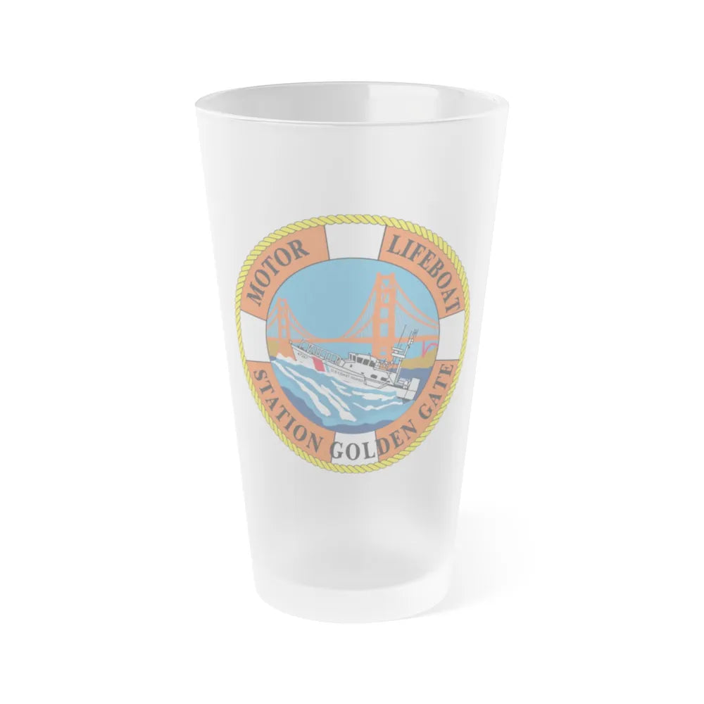 USCG Motor Lifeboat Station Golden Gate (U.S. Coast Guard) Frosted Pint Glass 16oz-Go Mug Yourself