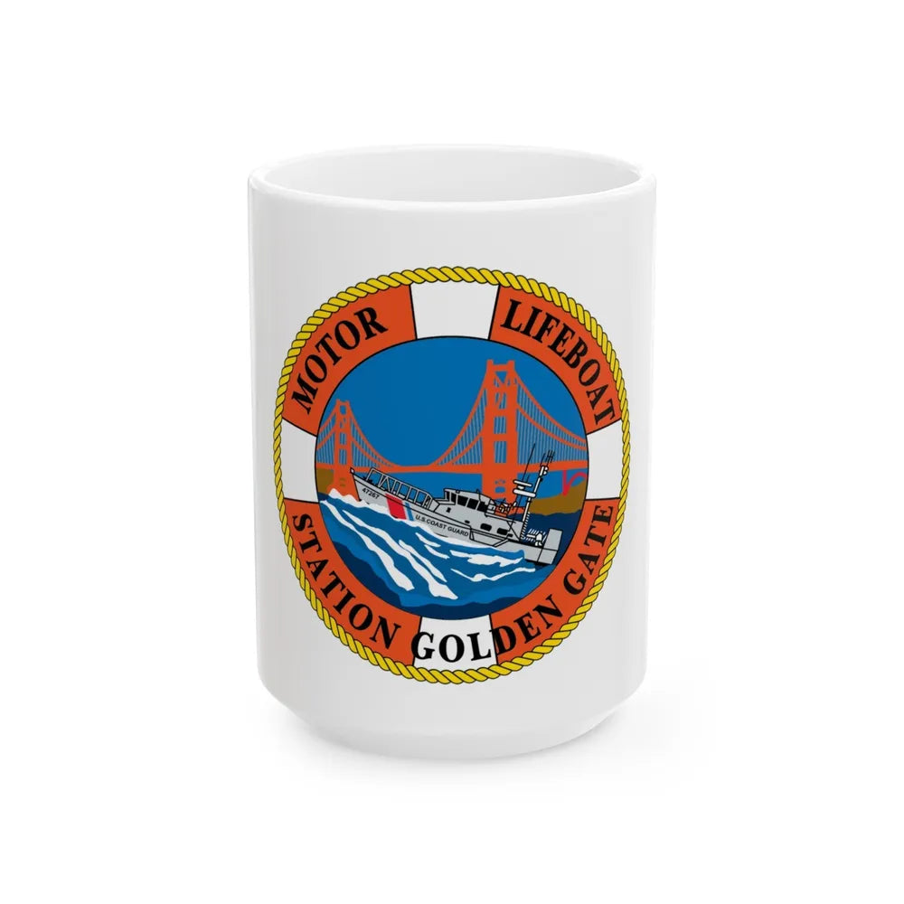 USCG Motor Lifeboat Station Golden Gate (U.S. Coast Guard) White Coffee Mug-15oz-Go Mug Yourself