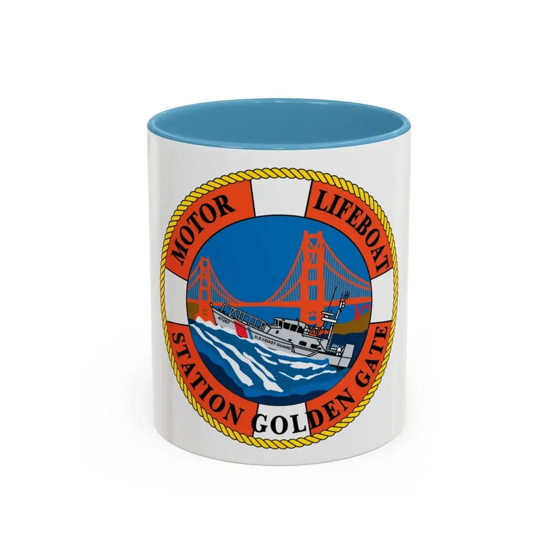 USCG Motor Lifeboat Station Golden Gate (U.S. Coast Guard) Accent Coffee Mug 11oz Light Blue - Go Mug Yourself